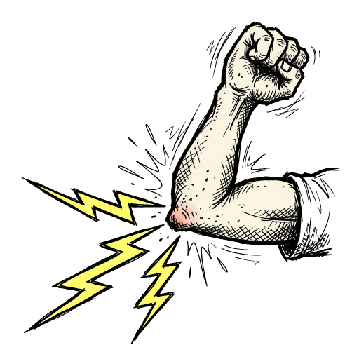 Electric Lump — a flexed arm with lightning cracking from the elbow
